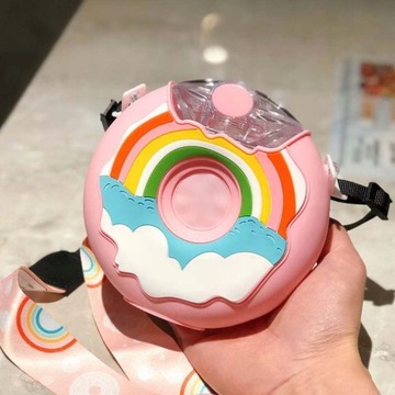 BIDON DONUT BUTELKA SŁOMKA DLA DZIECI PASEK 380 ML