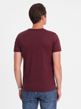 Męski klasyczny bawełniany T-shirt BASIC bordowy V6 OM-TSBS-0146 L
