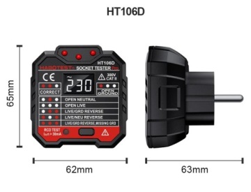 ТЕСТЕР ЭЛЕКТРИЧЕСКИХ РОЗЕТОК С ЖК-ДИСПЛЕЕМ RCD TEST