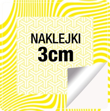 NAKLEJKI ETYKIETY WLEPKI foliowe drukowane z projektu LOGO kwadratowe 3cm