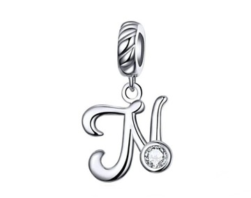 CHARMS ZAWIESZKA LITERA N Cyrkonia S925