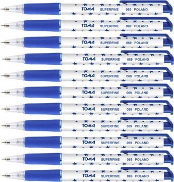 Długopis Toma niebieski w gwiazdki 10 sztuk zestaw