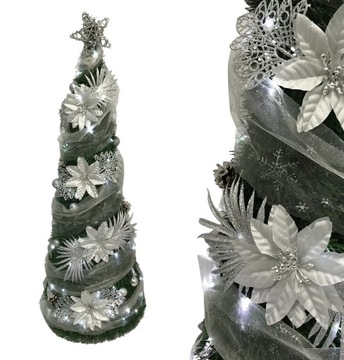 ДЕКОРИРОВАННЫЙ КОНУС РОЖДЕСТВЕНСКИЙ ОРНАМЕНТ ИСКУССТВЕННАЯ РОЖДЕСТВЕНСКАЯ ЕЛКА УКРАШЕННАЯ 130см + LED