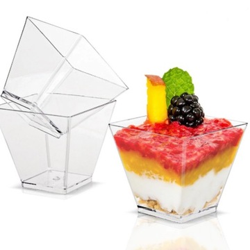 Контейнеры для мини-десертов, пластиковые стаканчики, 50х200мл.