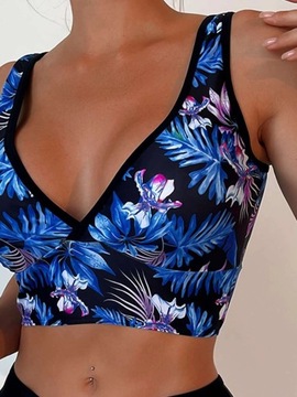 STRÓJ KĄPIELOWY DWUCZĘŚCIOWY BIKINI SPODENKI NADRUK KWIATY ROZM L (64)