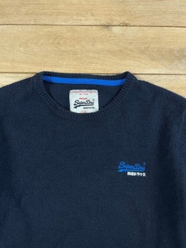 SuperDry sweter lambswool wełna unikatLogoKlasyk L