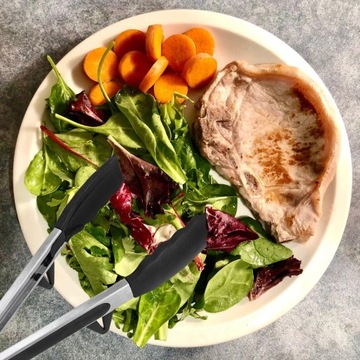 Кухонные вращающиеся щипцы для сервировки салата, нержавеющая сталь, силикон, 27 см