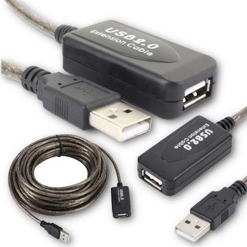 Przedłużacz USB 2.0 kabel 5m USB żeńskie - męskie