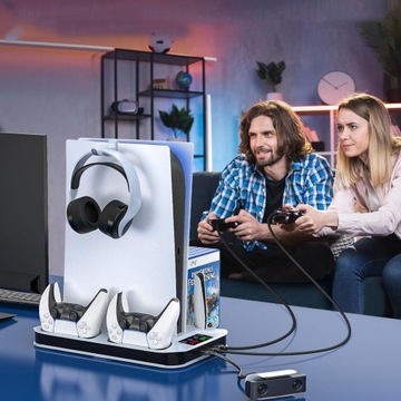 МНОГОФУНКЦИОНАЛЬНАЯ СТАНЦИЯ ДЛЯ PS5 UHD ОХЛАЖДАЮЩАЯ ЗАРЯДКА 3В1
