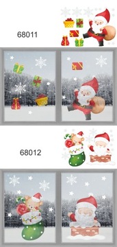 Новогодние наклейки на окно, двусторонние, снеговик Дед Мороз, 30х40