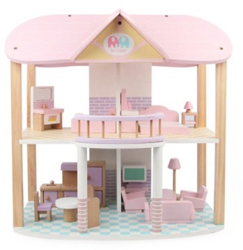 ДЕРЕВЯННАЯ ПАСТЕЛЬНАЯ МЕБЕЛЬ ДЛЯ ВИЛЛЫ КУКОЛЬНОГО ДОМИКА