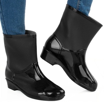 6719 ЧЕРНЫЕ КОРОТКИЕ РЕЗИНОЧНЫЕ БОТИНКИ ЖЕНСКИЕ БОТИНКИ 37