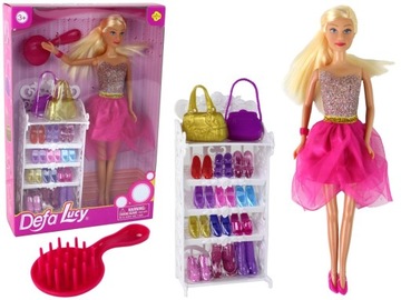 LALKA LUCY SUKIENKA RÓŻOWA BROKATOWA ZESTAW BUTY
