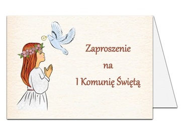 ZAPROSZENIA na Pierwszą Komunię Świętą dla Dziewczynki 10 sztuk
