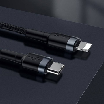 Нейлоновый кабель Baseus Lightning USB Type C 18 Вт, 1 м