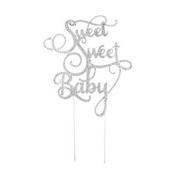 Sparkling Crystal Cake Topper Baby Shower Silver