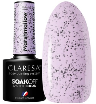 CLARESA MARSHMALLOW 11 LAKIER HYBRYDOWY PASTELOWY FIOLET W KROPKI