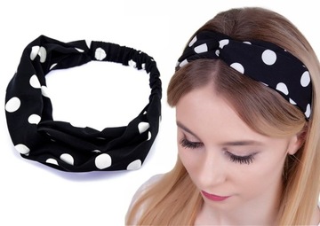 ПОВЯЗКА ДЛЯ ВОЛОС, черная бандана PIN UP с ТОЧКАМИ