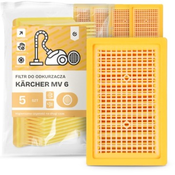 5 x Filtr Pro Vysavač Kärcher MV 6 Vlnitý vzduch Plochý Filtry Em-w