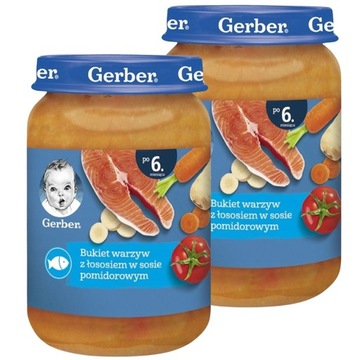 Gerber Bukiet warzyw z łososiem w sosie pomidorowym po 6 miesiącu 190g