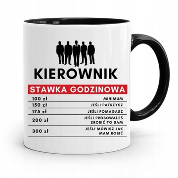 KUBEK CZARNY DLA KIEROWNIKA STAWKA GODZINOWA z Nadrukiem ze Zdjęciem
