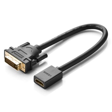 Кабель-переходник DVI (м) - HDMI (гнездо) 0,15 м Ugreen 20118 Черный