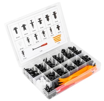 НАБОР АВТОМОБИЛЬНЫХ ЗАЖИМОВ, ЗАЖИМЫ ДЛЯ ОБИВКИ, ШПИЛЬКИ, ЛОЖКИ, ЧЕХОЛЫ, 230 шт.