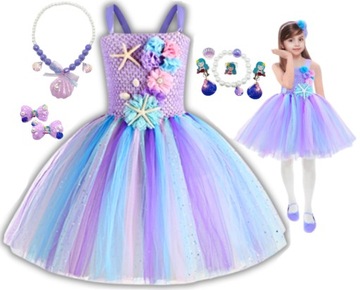 STRÓJ SUKIENKA MAŁA SYRENKA ARIELKA SPÓDNICZKA TUTU TIULOWA 116 122 CM