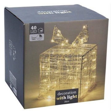 PREZENT ŚWIECĄCY OZDOBA DEKORACJA ŚWIĄTECZNA OŚWIETLENIE LAMPKI 40 LED