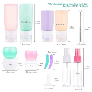 11/15pcs Travel Refillable Bottle Set Portable Silicone Empty Sub-bottling