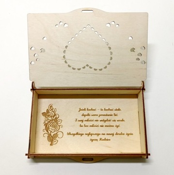Pamiątka Ślub ślubna pudełko na pieniądze grawer