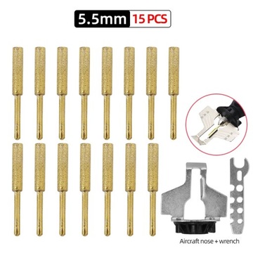 15 szt Zestaw 5,5 mm w stylu Wierteł diamentowych, ostrzałka do piły, pilni