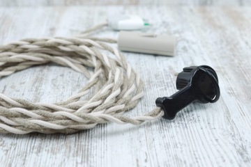 kabel len bawełna skręcany przewód w oplocie naturalnym lampa pająk 2x075