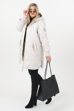 DAMSKA KURTKA PRZEJŚCIOWA PIKOWANA Z KAPTUREM DUŻE ROZMIARY ELEGANCKA