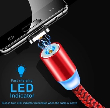 MOCNY KABEL MAGNETYCZNY MICRO TYPC IPHONE USBC LED