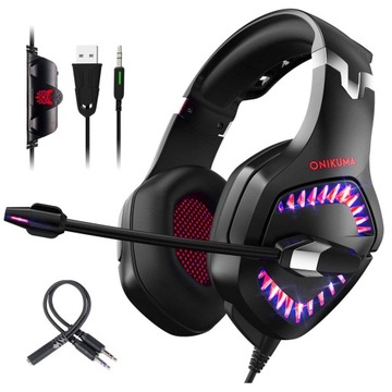 Słuchawki gamingowe dla graczy mikrofon LED RGB PC