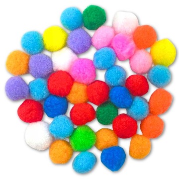 POMPONY DEKORACYJNE POMPONIKI KOLOROWE 2cm 40 SZTUK