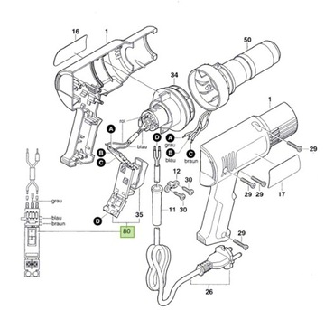 Bosch 1609203487 wyłącznik elektronika do PHG500-2 PHG2