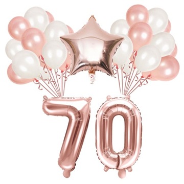 ZESTAW BALONY 70 URODZINY ROSE GOLD PERŁOWE 70 ROCZNICA ŚLUBU