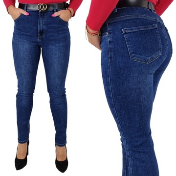 DAMSKIE SPODNIE JEANSOWE WYSZCZUPLAJĄCE Plus Size - Blue