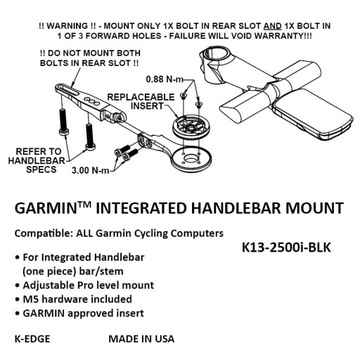 Встроенные крепления K-Edge Garmin черные