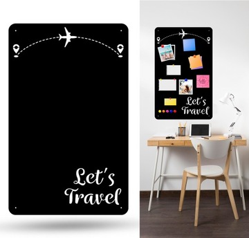 Настенная магнитная доска 80х50 см Черная магнитная доска для путешествий