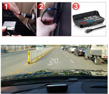 Wyświetlacz projektor na szybe LCD HUD OBD2 GPS M7