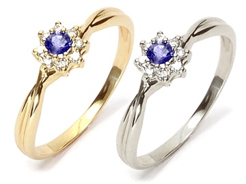 Кольцо из ЗОЛОТА 585 пробы с БРИЛЛИАНТОМ и САПФИРОМ. 0,17 карата