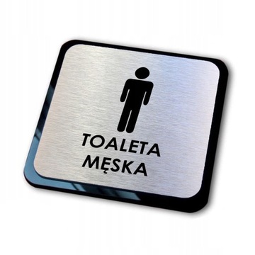 srebrna tabliczka informacyjna grawer WC męska