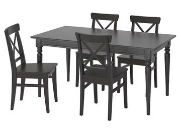 IKEA INGATORP INGOLF Stół i 4 krzesła czarny/brąz