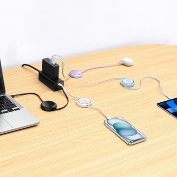 Baseus Free2Draw Mini USB-C — втягивающийся кабель USB-C 100 Вт, 1 м — черный