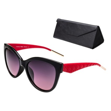 OKULARY Przeciwsłoneczne POLARYZACJA damskie KORNELIA Black Red V42