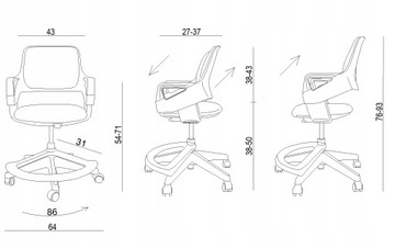 ЭРГОНОМИЧНЫЙ ДЕТСКИЙ СТУЛ Rookee БОРДОВЫЙ С ПОДСТАВКОЙ ДЛЯ НОГ ДО 100 КГ