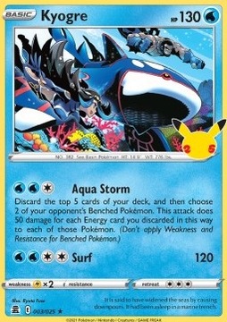 HOLO Pokemon TCG Wodny - Kyogre CEL 003